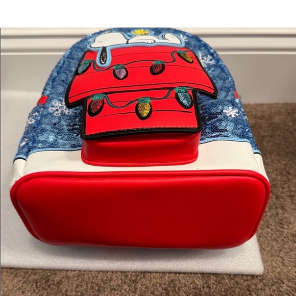 Loungefly Blue and Red Snoopy Sequin Backpack - Picture 6 of 7